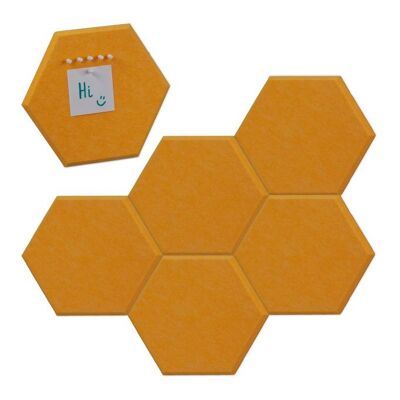 WOODENFURN Set di 6 esagoni in feltro giallo