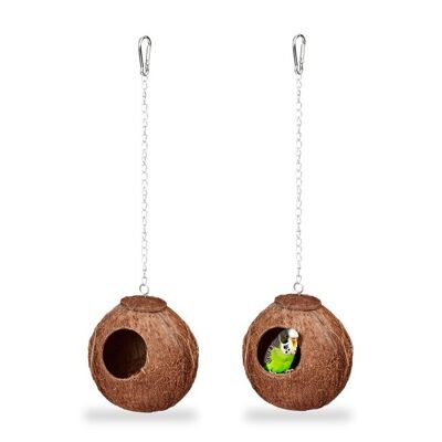 WOODENFURN Set di 2 casette per uccelli in cocco