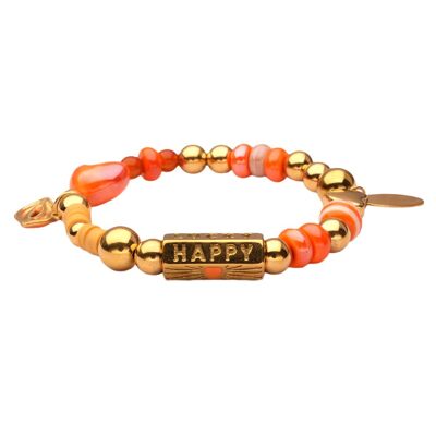 Pulsera LizzyMae de acero inoxidable con dije dorado y naranja