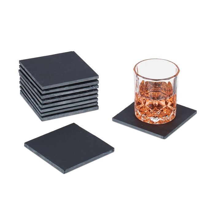 WOODENFURN slate coasters set of 10