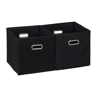 WOODENFURN Set di 2 scatole portaoggetti nere