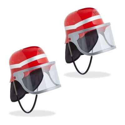 WOODENFURN set of 2 firefighter helmets for children in red