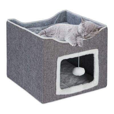 Cueva plegable para gatos WOODENFURN en gris