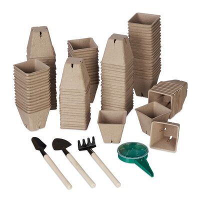 WOODENFURN Set di 120 vasi da coltivazione con attrezzi