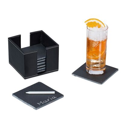 Set di 8 sottobicchieri in ardesia WOODENFURN con scatola