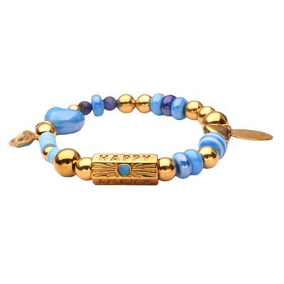 Bracelet LizzyMae en acier inoxydable avec breloque dorée bleue