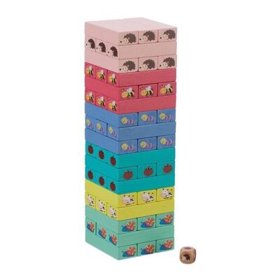 WOODENFURN Torre traballante in legno colorato con animali