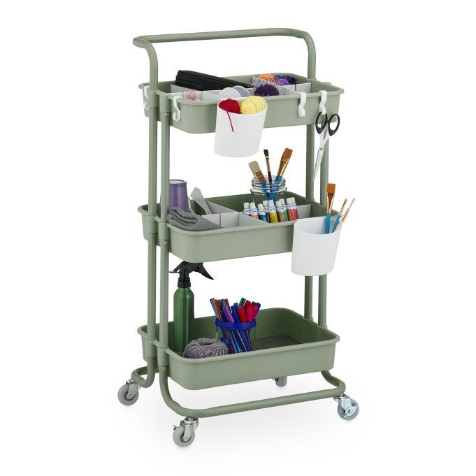 WOODENFURN Green Trolley