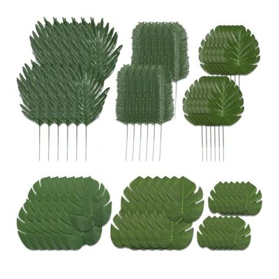 WOODENFURN Ensemble de 72 feuilles tropicales
