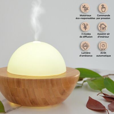 Ultrasonic Diffuser - Belisia - Glass and Bamboo - Easy to Use - Design and Purified - Decoration and Gift Idea
