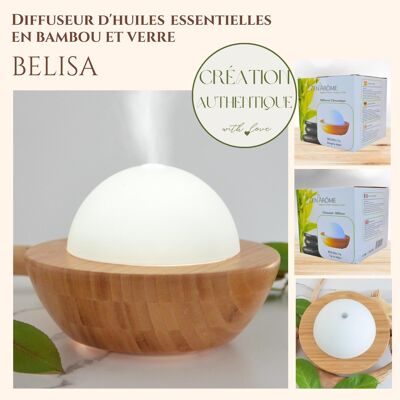 Ultrasonic Diffuser - Belisia - Glass and Bamboo - Easy to Use - Design and Purified - Decoration and Gift Idea