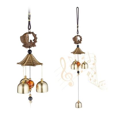 Lot de 2 carillons éoliens WOODENFURN avec poissons koï