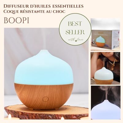 Diffuseur Ultrasonique – Boopi – Discret et Silencieux – Design Moderne – Eclairage Multicolore – Idée Décoration Intérieur