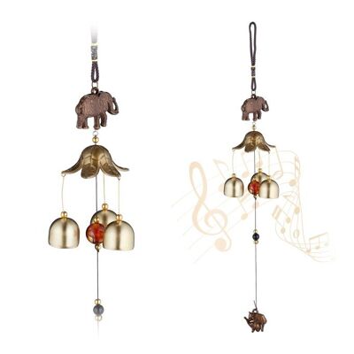Lot de 2 carillons éoliens WOODENFURN avec éléphants