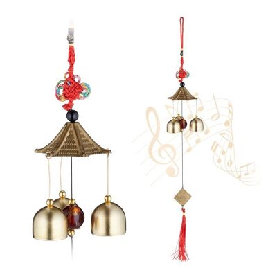 Carillon éolien WOODENFURN Feng Shui, lot de 2
