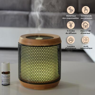 Ultrasonic Diffuser – Elipsia – Originality and Quality – Bamboo and Metal – Healthy Diffusion of Essential Oils – Interior Decoration