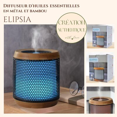 Mother's Day Gifts - Ultrasonic Diffuser - Elipsia - Originality and Quality - Bamboo and Metal - Healthy Diffusion of Essential Oils - Interior Decoration