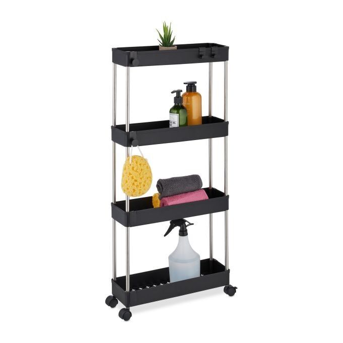 WOODENFURN Chariot de niche noir à 4 niveaux