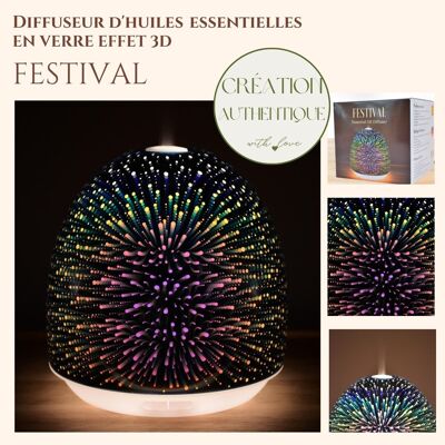Ultrasonic Diffuser - Festival - 3D Effect Glass - Design and Modern - Healthy Diffusion - Aromatherapy Decoration Object Idea
