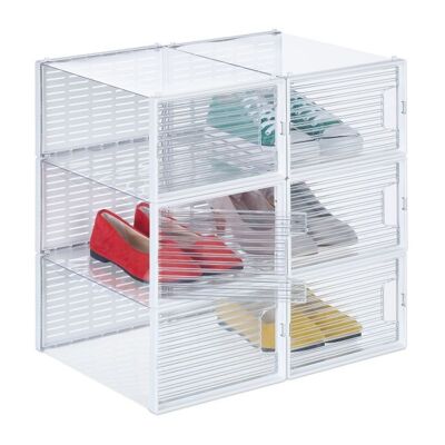 WOODENFURN set of 6 fully transparent shoe boxes