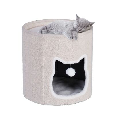 Cueva plegable para gatos WOODENFURN en beige