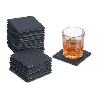 WOODENFURN set di 20 sottobicchieri in ardesia 10x10 cm