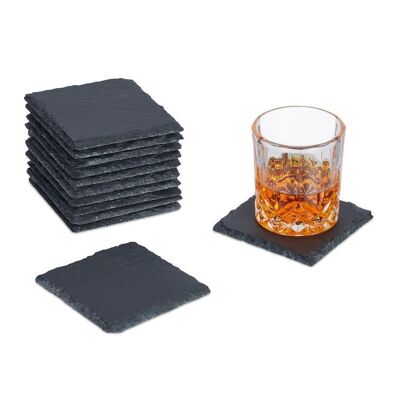 WOODENFURN set di 12 sottobicchieri in ardesia 10x10 cm
