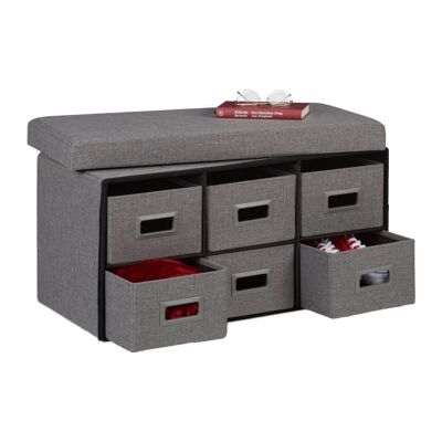 WOODENFURN gray bench with drawers