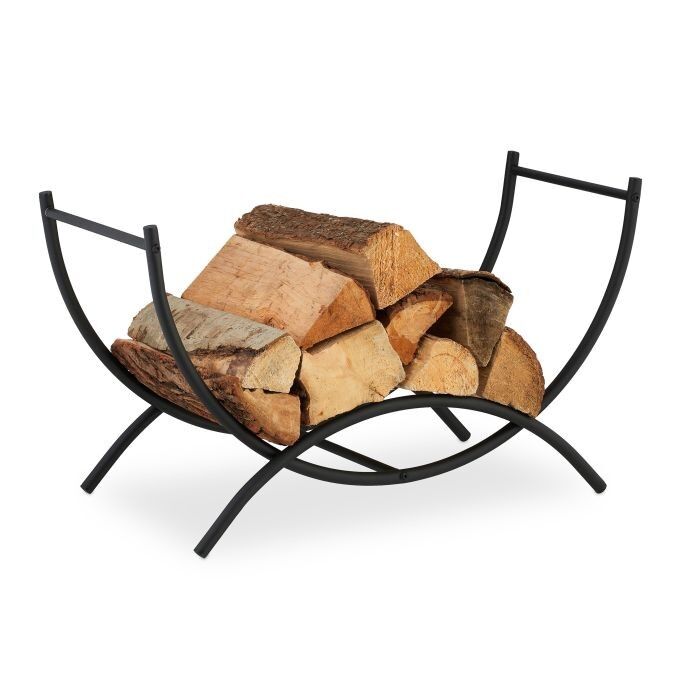 WOODENFURN Black Metal Firewood Basket