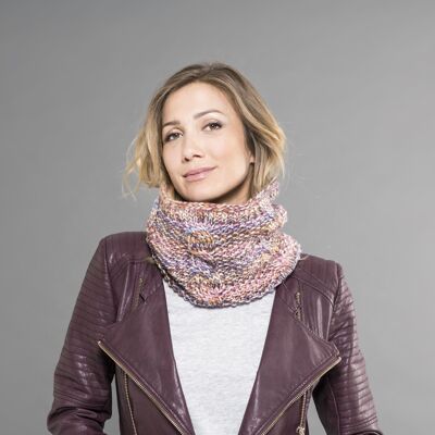 snood lavorato a maglia in COLORMAX colore PURPLE20