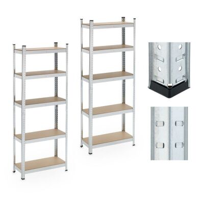 WOODENFURN heavy-duty shelf set of 2, 5 levels