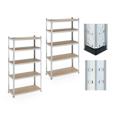 WOODENFURN galvanized heavy-duty shelving unit in a set of 2