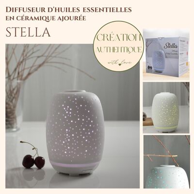 Ultrasonic Diffuser - Stella - Sleek and Ceramic Design - Diffusion of Essential Oils - Original Decoration Idea