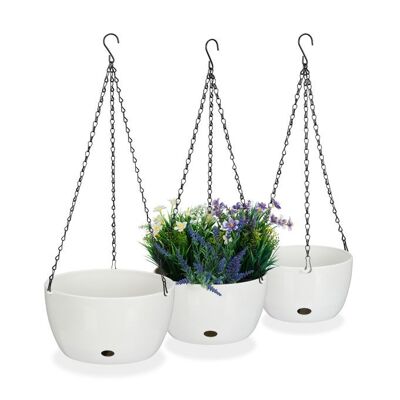 Paniers suspendus WOODENFURN avec réservoir d'eau, lot de 3