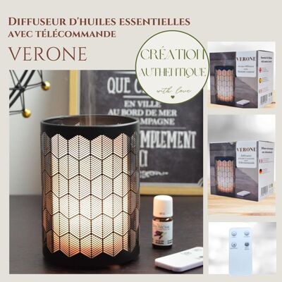 Mother's Day Gifts - Ultrasonic Diffuser - Verona - Multifunction Diffusion with Remote Control - Metal and Glass - Scented Scents - Decorative Object