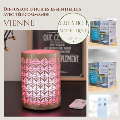Mother's Day Gifts - Ultrasonic Diffuser - Vienna - Multifunction Diffusion with Remote Control - Metal and Glass - Home Fragrance - Decorative Object