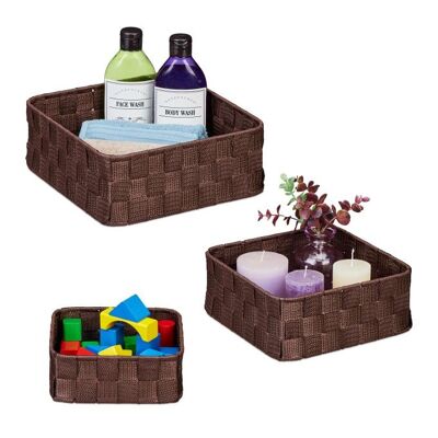 Lot de 3 paniers de rangement marron WOODENFURN