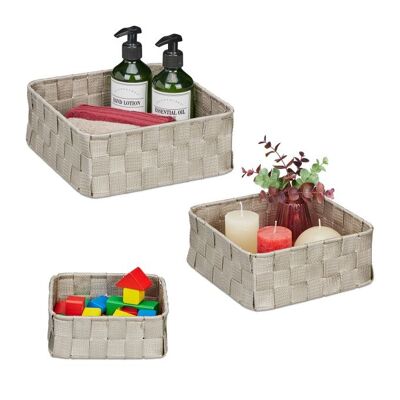 Lot de 3 paniers de rangement gris WOODENFURN