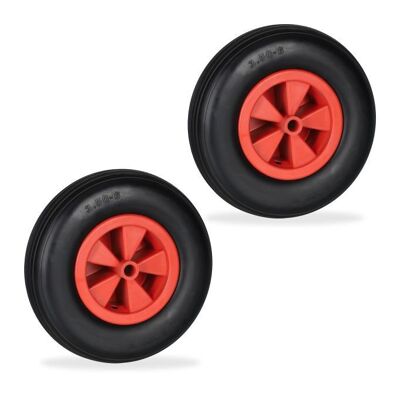 WOODENFURN 2x ruota per carriola 3.50-6 in nero/rosso