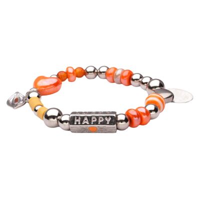 LizzyMae bracelet stainless steel silver charm orange