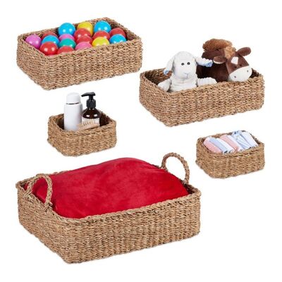 Ensemble de 5 paniers de rangement en jonc de mer WOODENFURN
