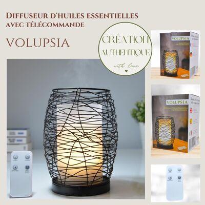 Ultrasonic Diffuser – Volupsia – in Glass and Metal with Remote Control – Simple Use – Sober Design – Candlelight Lighting