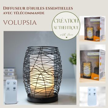 Diffuseur Ultrasonique – Volupsia – en Verre et Métal avec Télécommande – Utilisation Simple – Design Sobre – Eclairage Lueur de Bougie 1