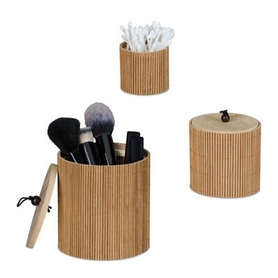 WOODENFURN set di 3 scatole portaoggetti con coperchio