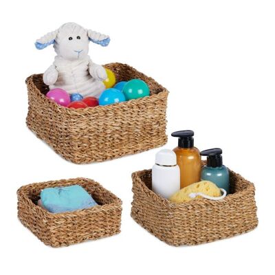 Juego de 3 cestas de almacenamiento cuadradas WOODENFURN