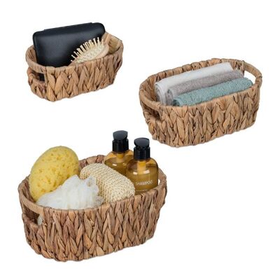 Juego de 3 cestas de almacenamiento ovaladas WOODENFURN
