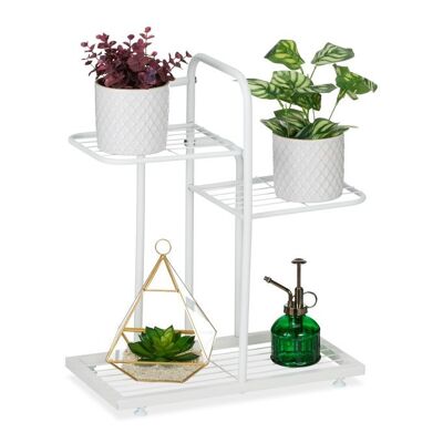 Support à plantes blanc WOODENFURN à 3 niveaux