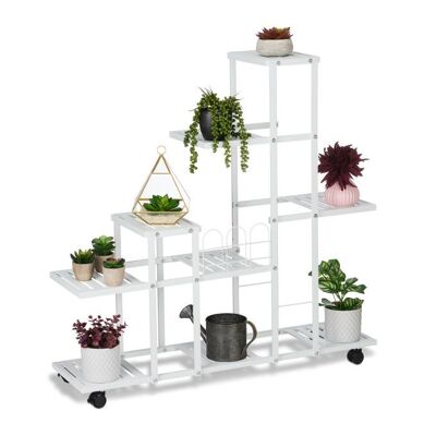 Support à fleurs blanc à roulettes WOODENFURN