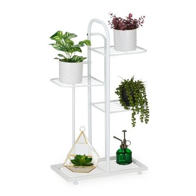 Support à plantes blanc WOODENFURN avec 4 étagères