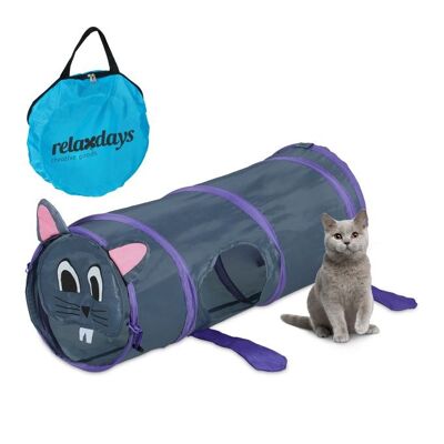 Tunnel pop-up pour chat WOODENFURN avec motif de souris